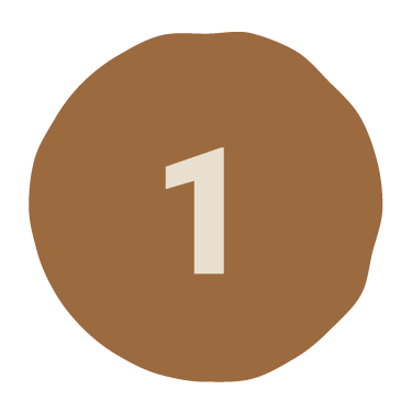 A brown circle with the number 1 in white in the center.