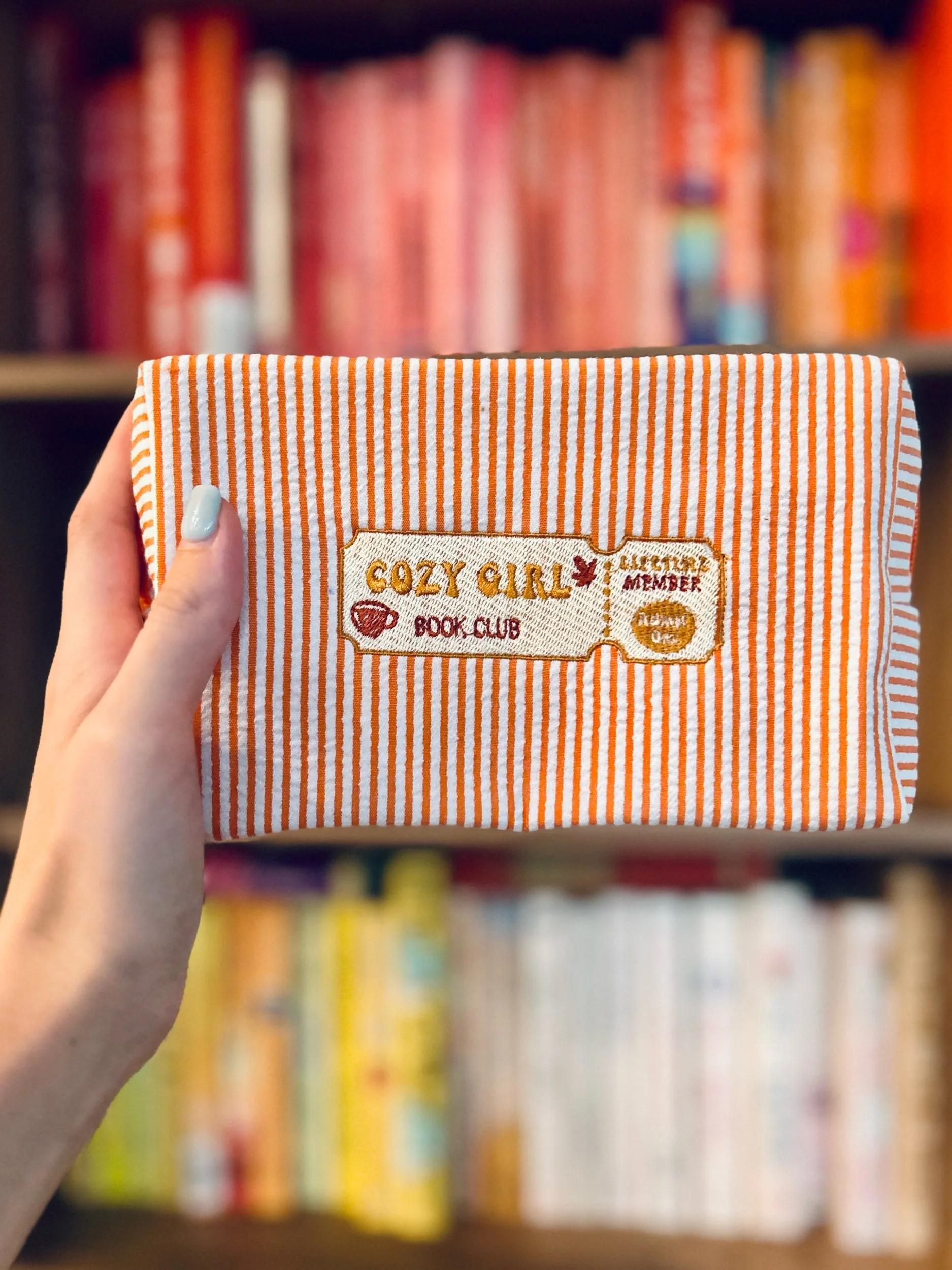 “Cozy girl book club” cosmetic bag