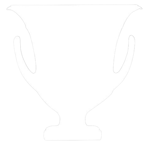 Silhouette of a trophy cup with two handles.