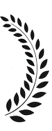 Simple line drawing of a curved leaf or branch with smaller leaves branching off.