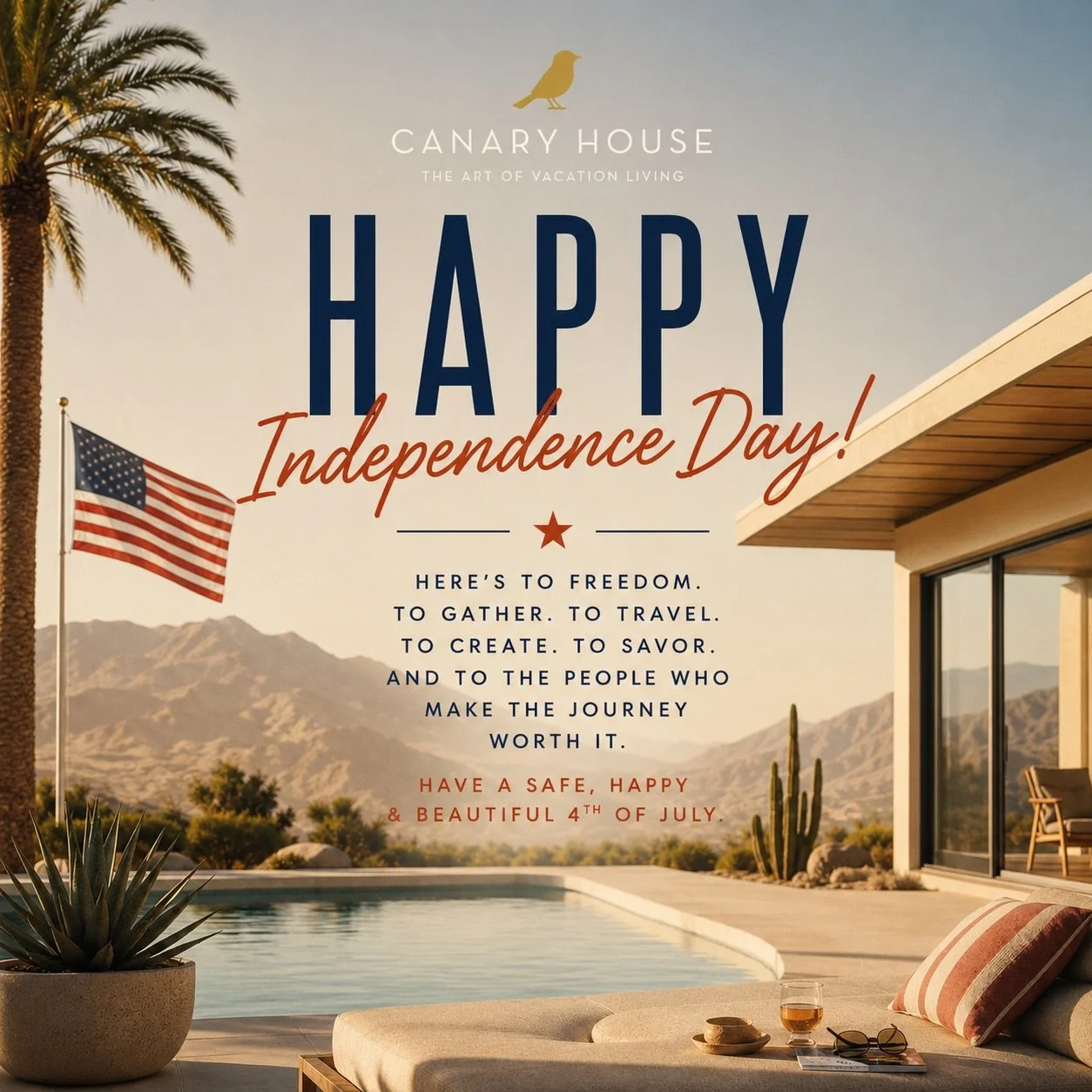 Happy Independence Day. 🇺🇸

Here&rsquo;s to long tables that fill up with friends, porches that stay busy after sunset, neighborhoods that feel like home, and summer days that seem to last forever.

At Canary House, we believe the greatest luxury i
