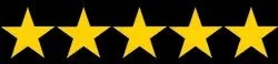 Five gold stars aligned in a row.