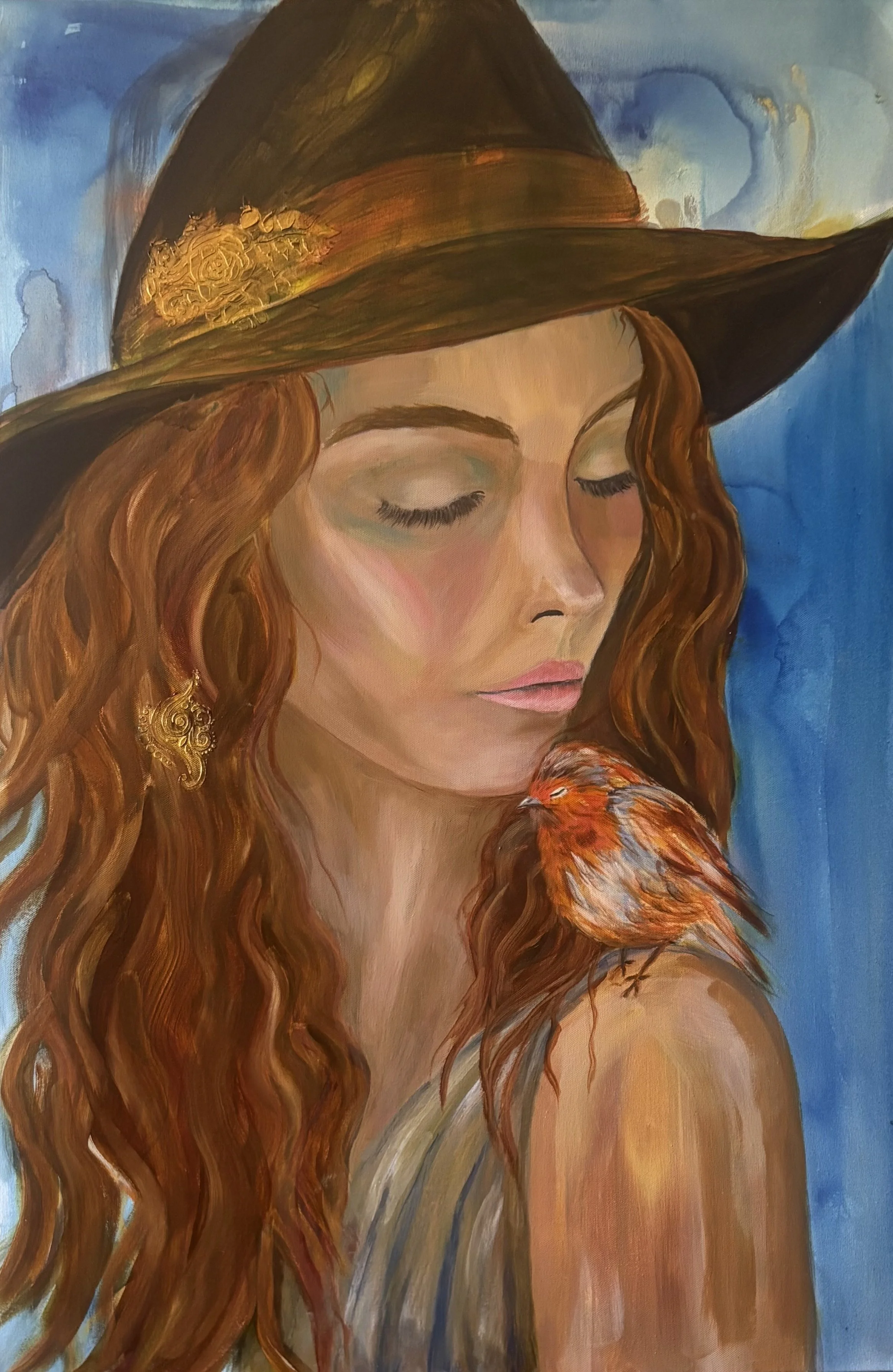 Whispers on my shoulder - Original -  Multi Media - 24x36