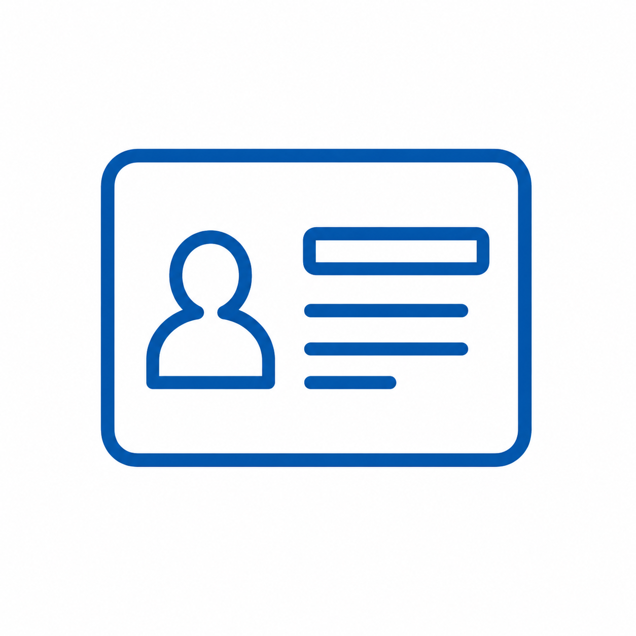 Digital ID card with a person icon and lines representing text.