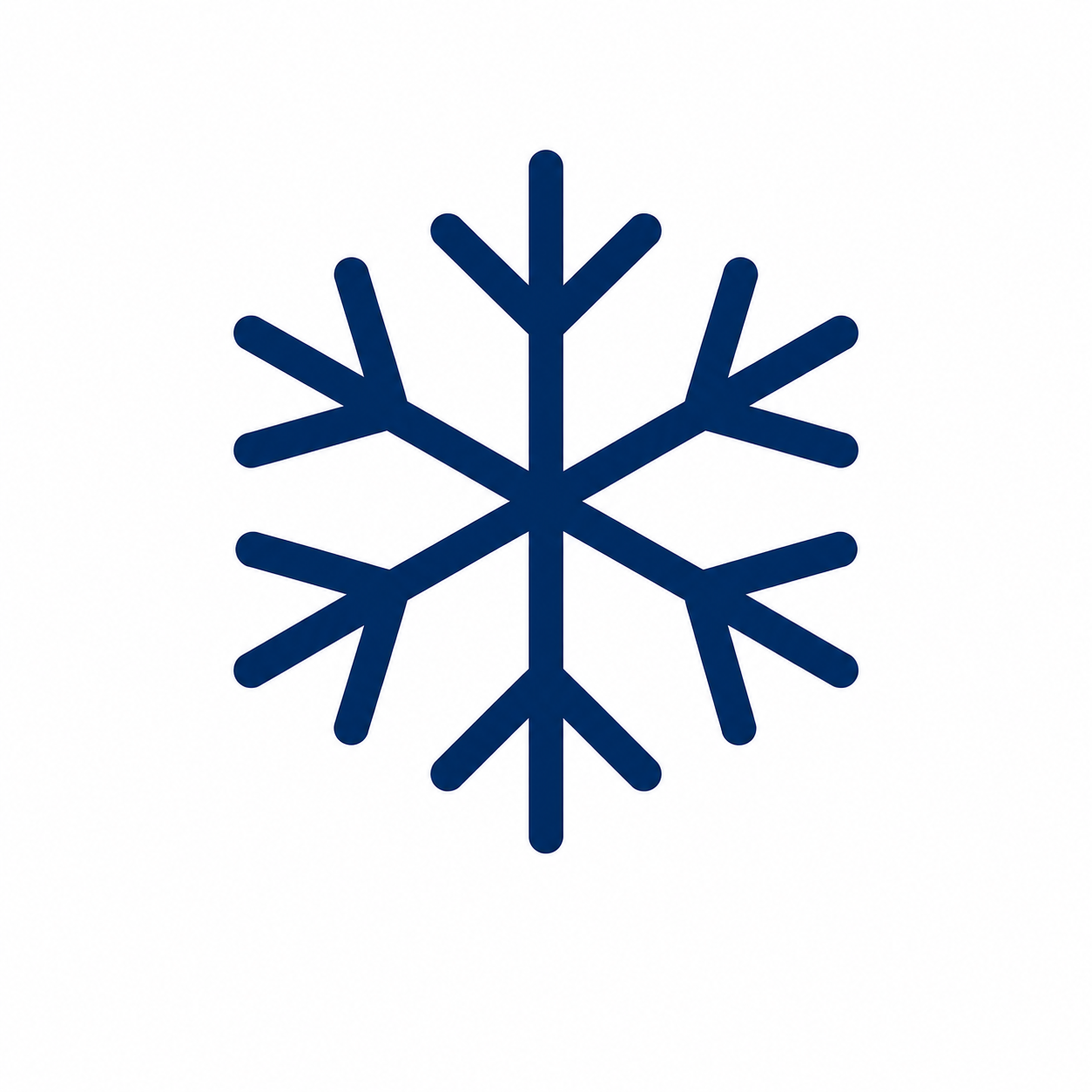 Blue snowflake icon on a white background.