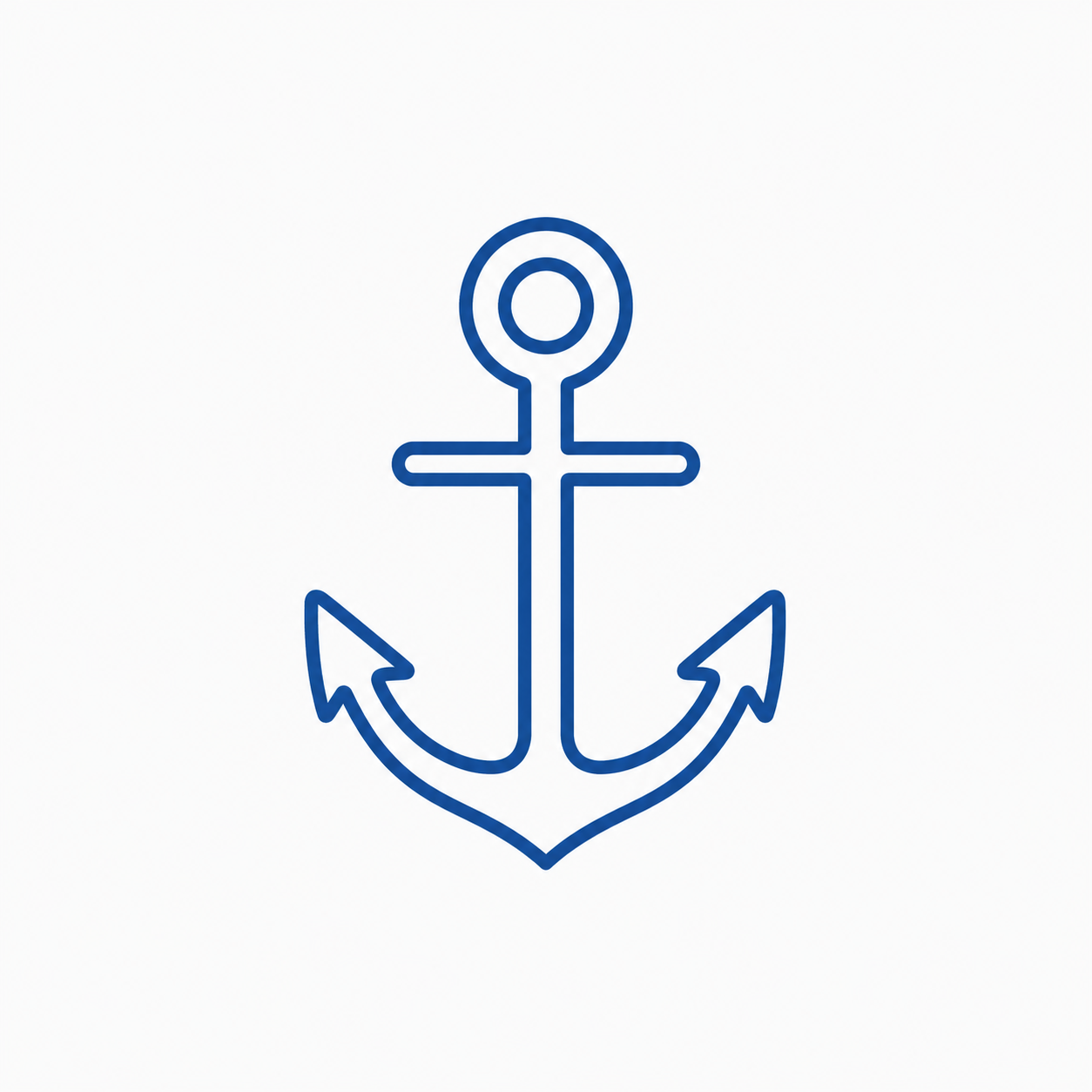 Minimalist blue anchor icon on a white background.