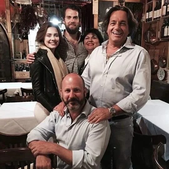 Henry Cavill dining at Al Boccon di Vino in Richmond upon Thames.