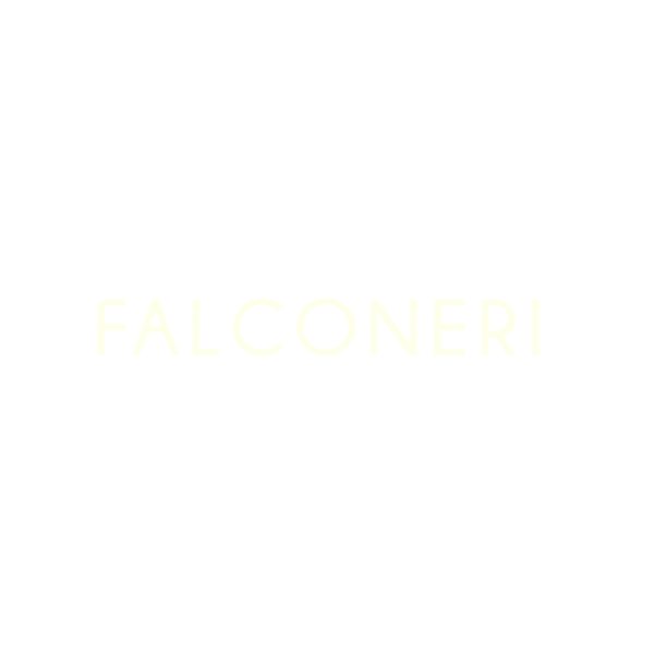 The image features the word 'FALCONERI' in bold, white capital letters on a black background.