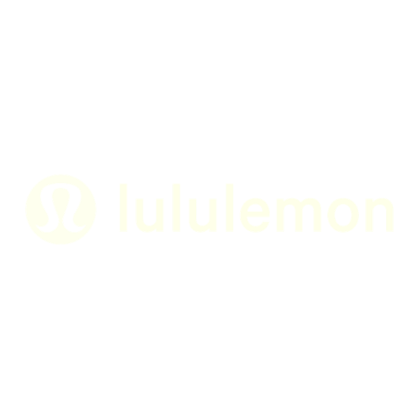 Lululemon logo with black background and white text and symbol
