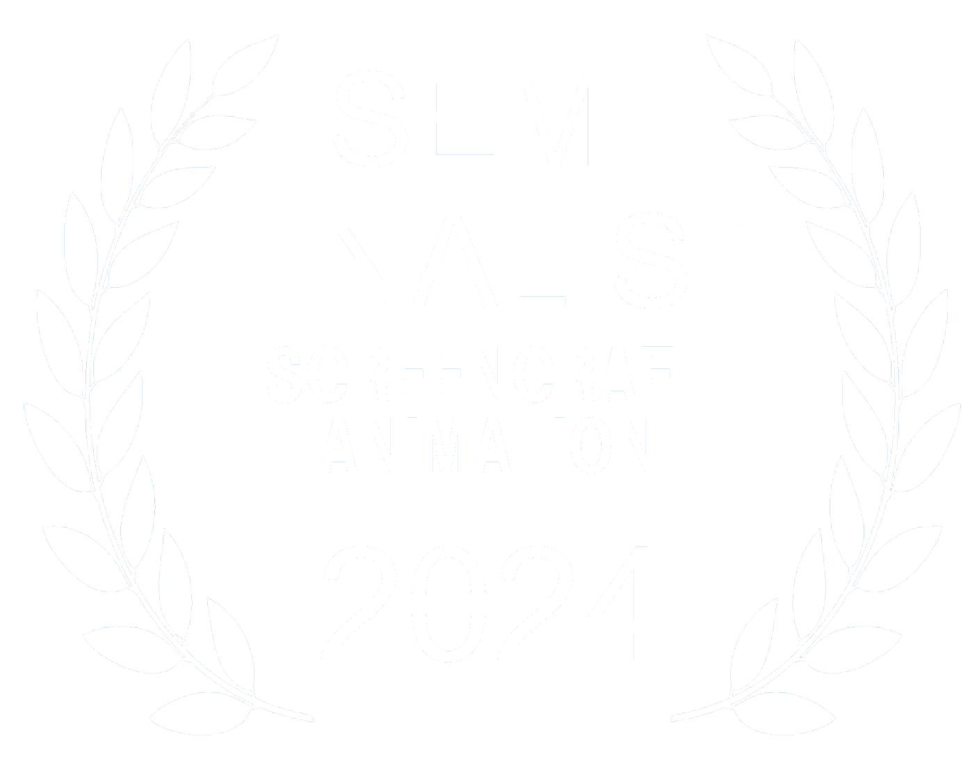 A black background with white text and laurel wreaths. The text reads 'Semi Finalist ScreenCraft Animation 2024'.