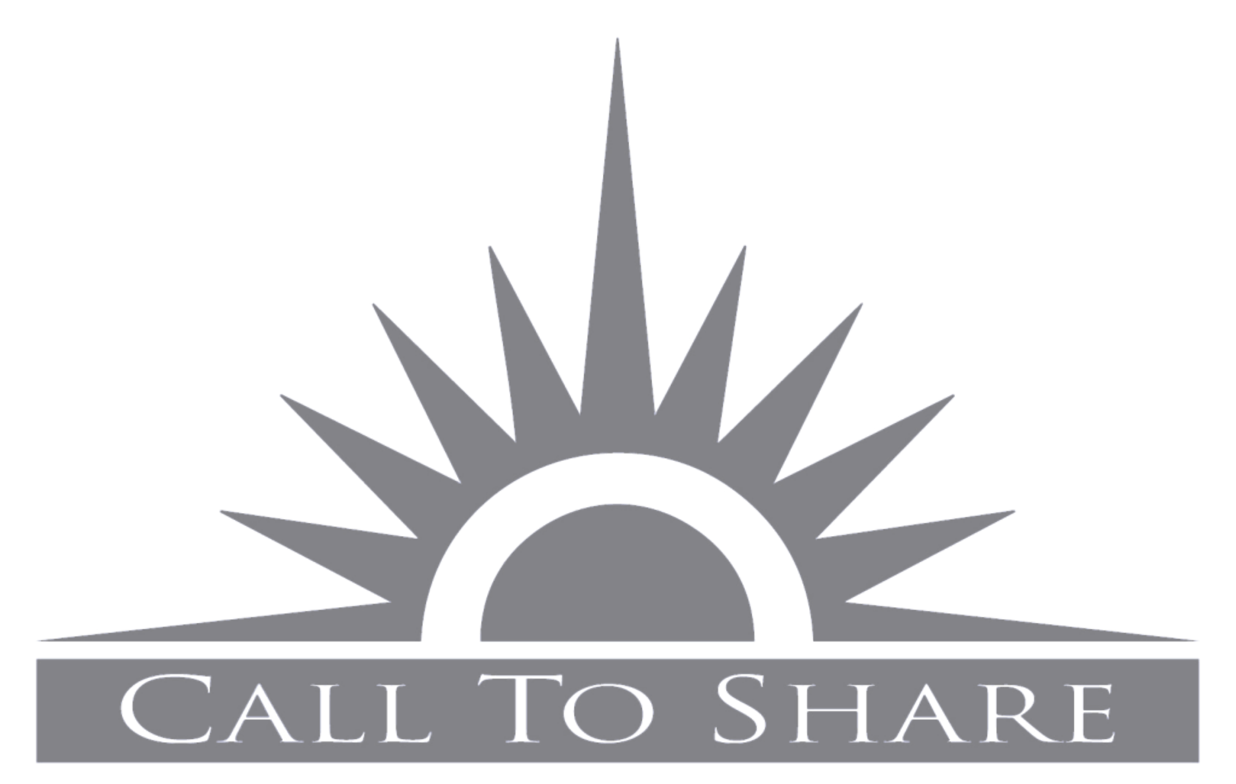 Logo of Call to Share featuring a stylized sun with rays and the text 'CALL TO SHARE' below.