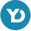 Blue circular background with a white stylized 'Y' and 'D' letters inside