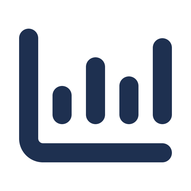 Graphic representation of a hand with raised index finger and thumb forming a circle, along with three vertical bars of decreasing height.