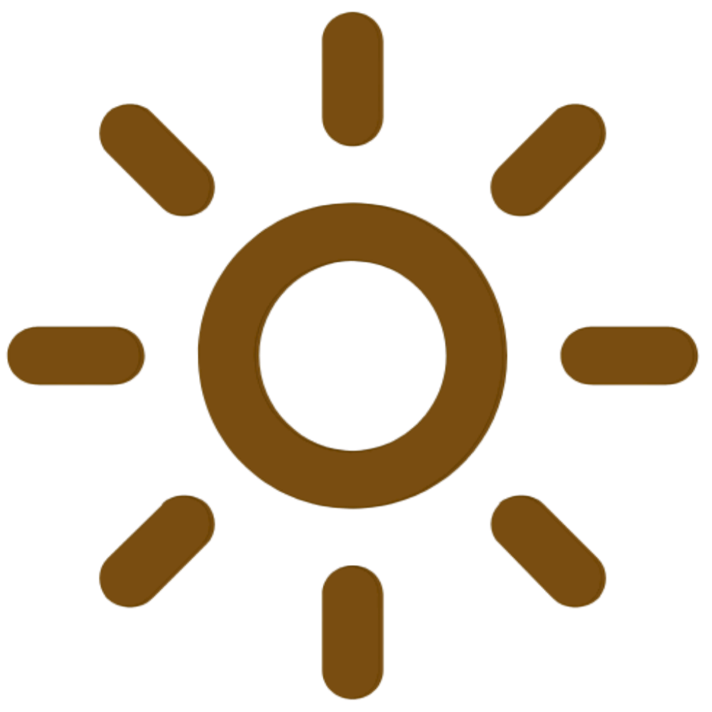 Icon of a sun with eight rays extending outward.