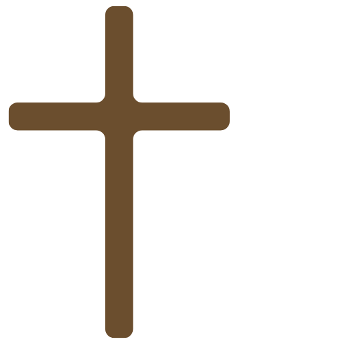 A brown Christian cross on a black background.