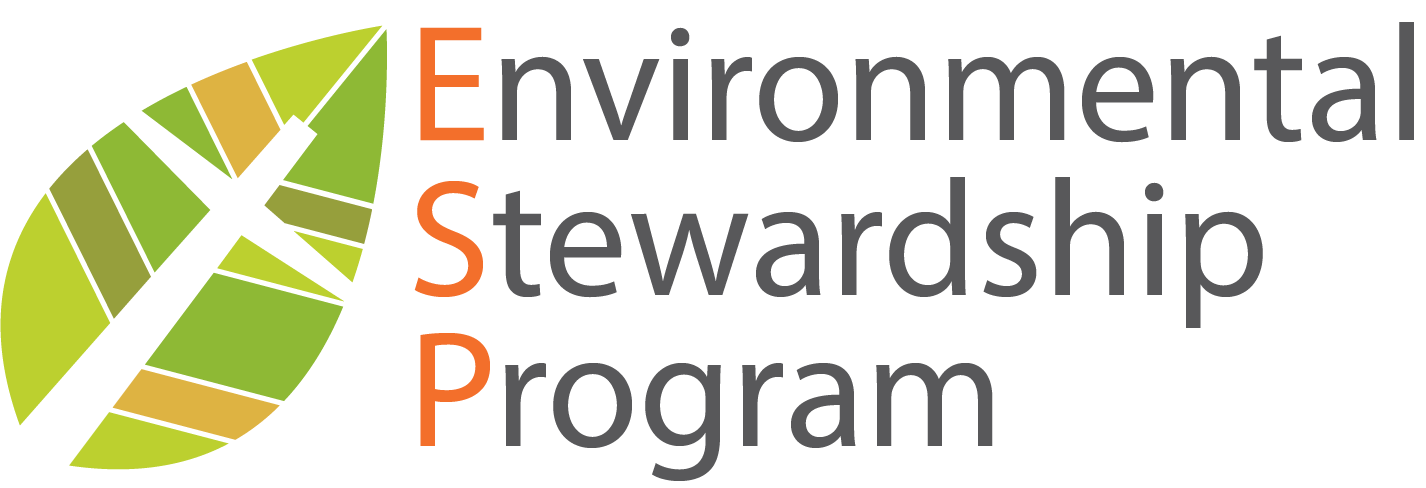 Logo for the Environmental Stewardship Program featuring a stylized leaf and the acronym ESP, with the full program name written next to it.