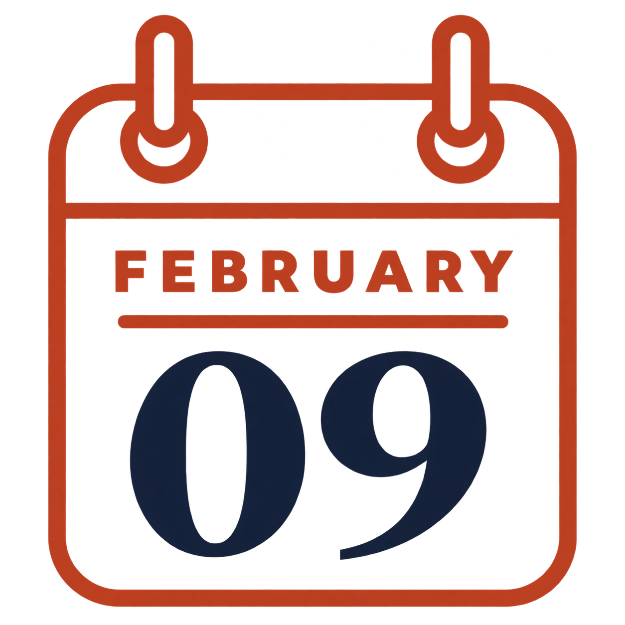 A calendar icon reading February 9th.