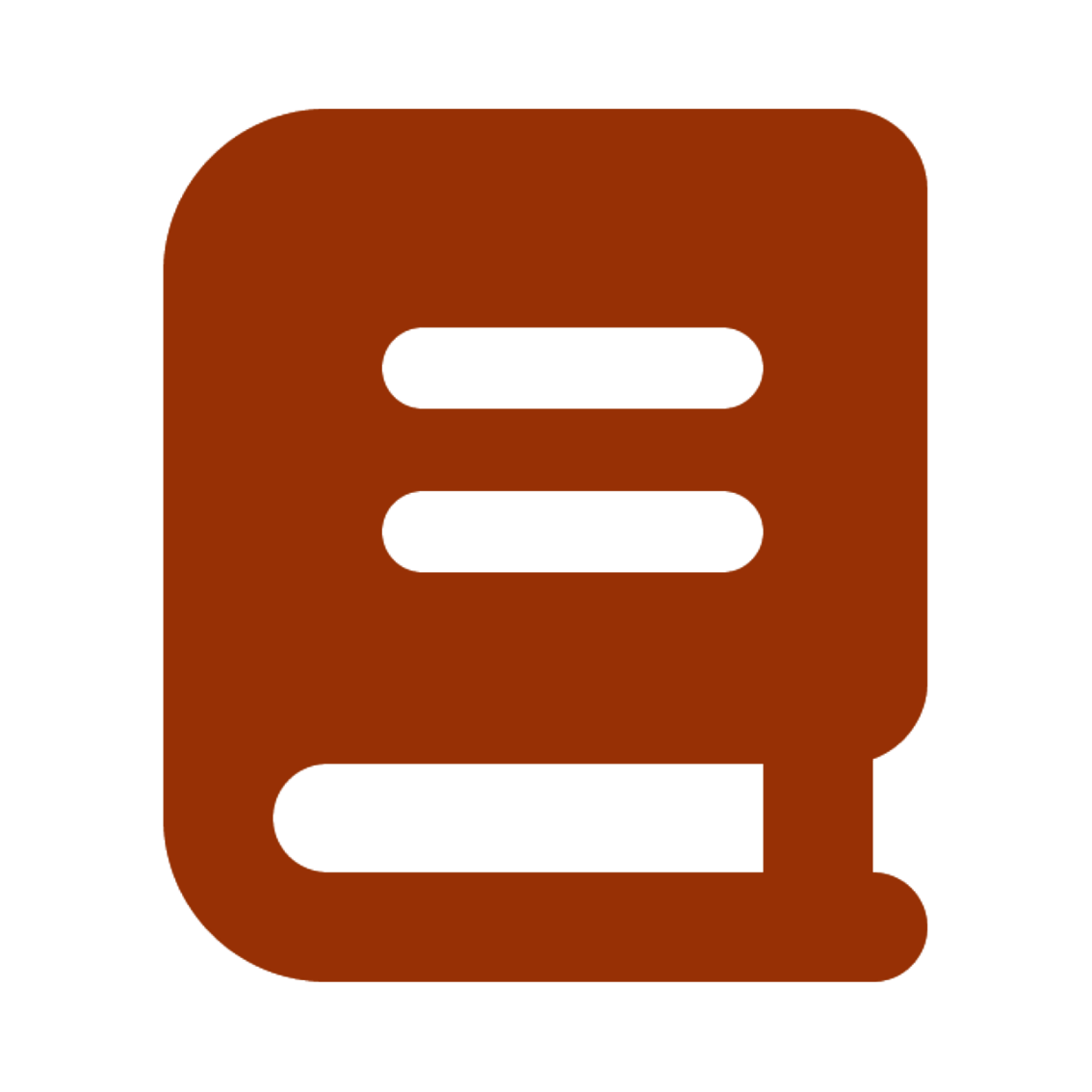 A orange book icon, solid.