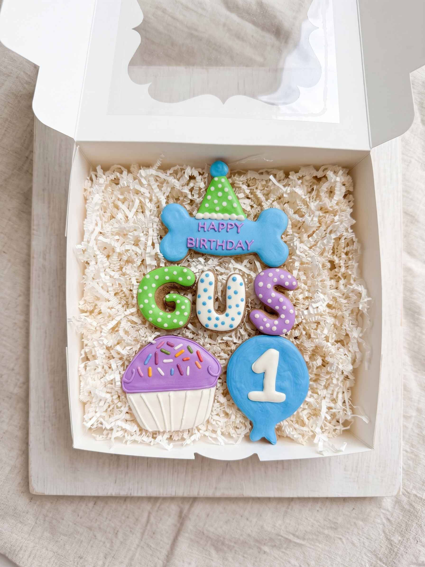 Custom Name Dog Cookie Birthday Set
