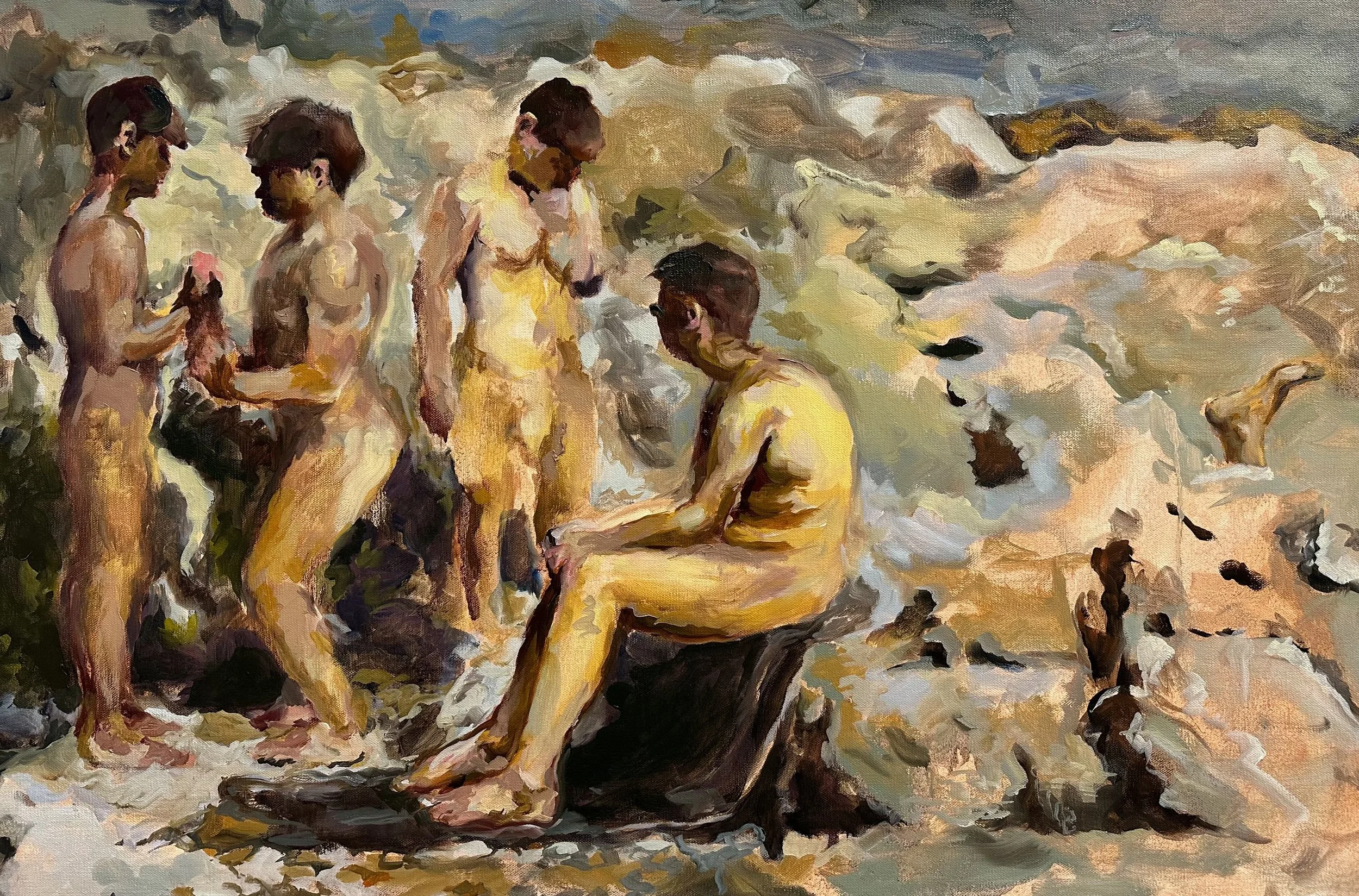 Boys on the Beach. Oil on canvas. 24 x 36 inches