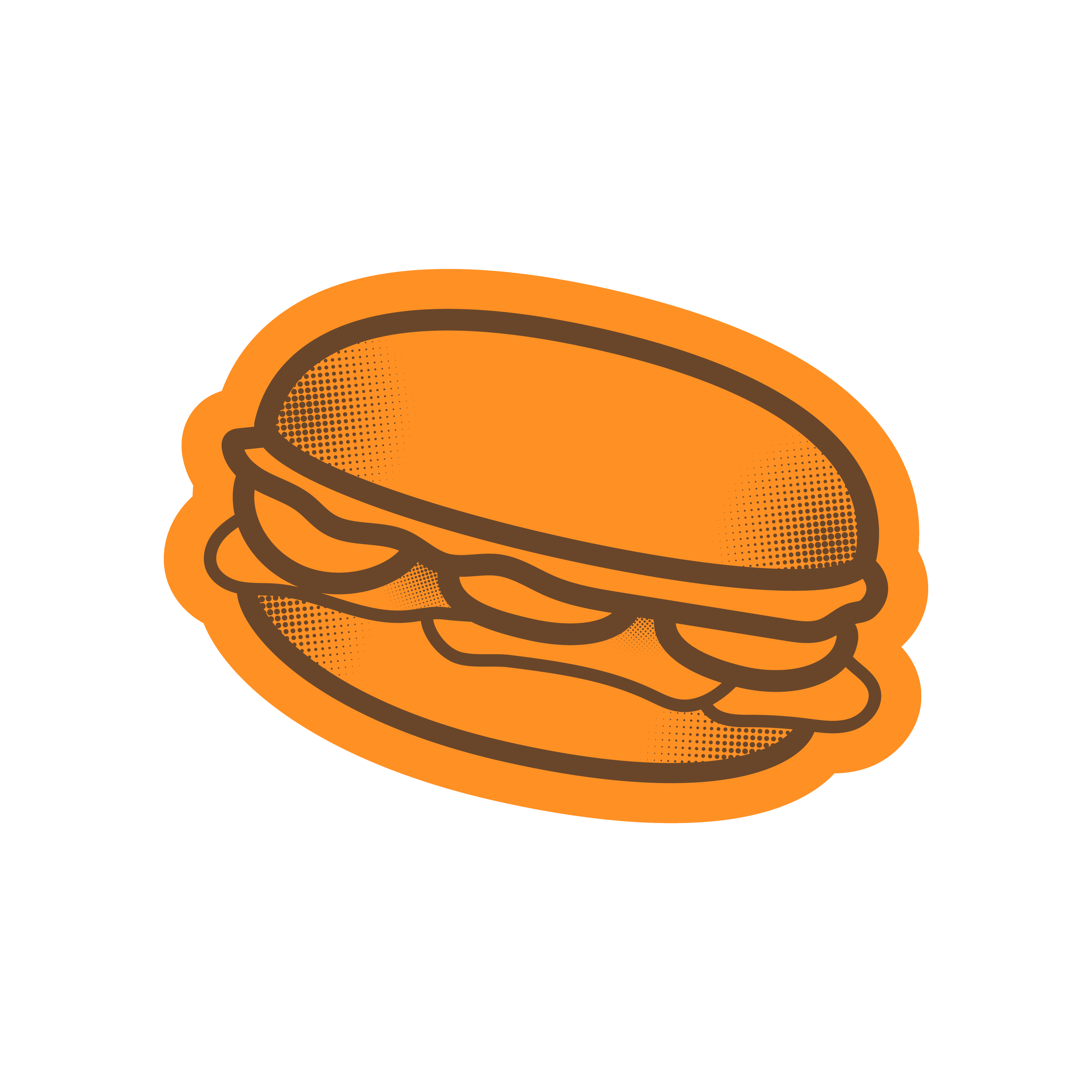 Close-up of a digital illustration of a taco with an orange background.