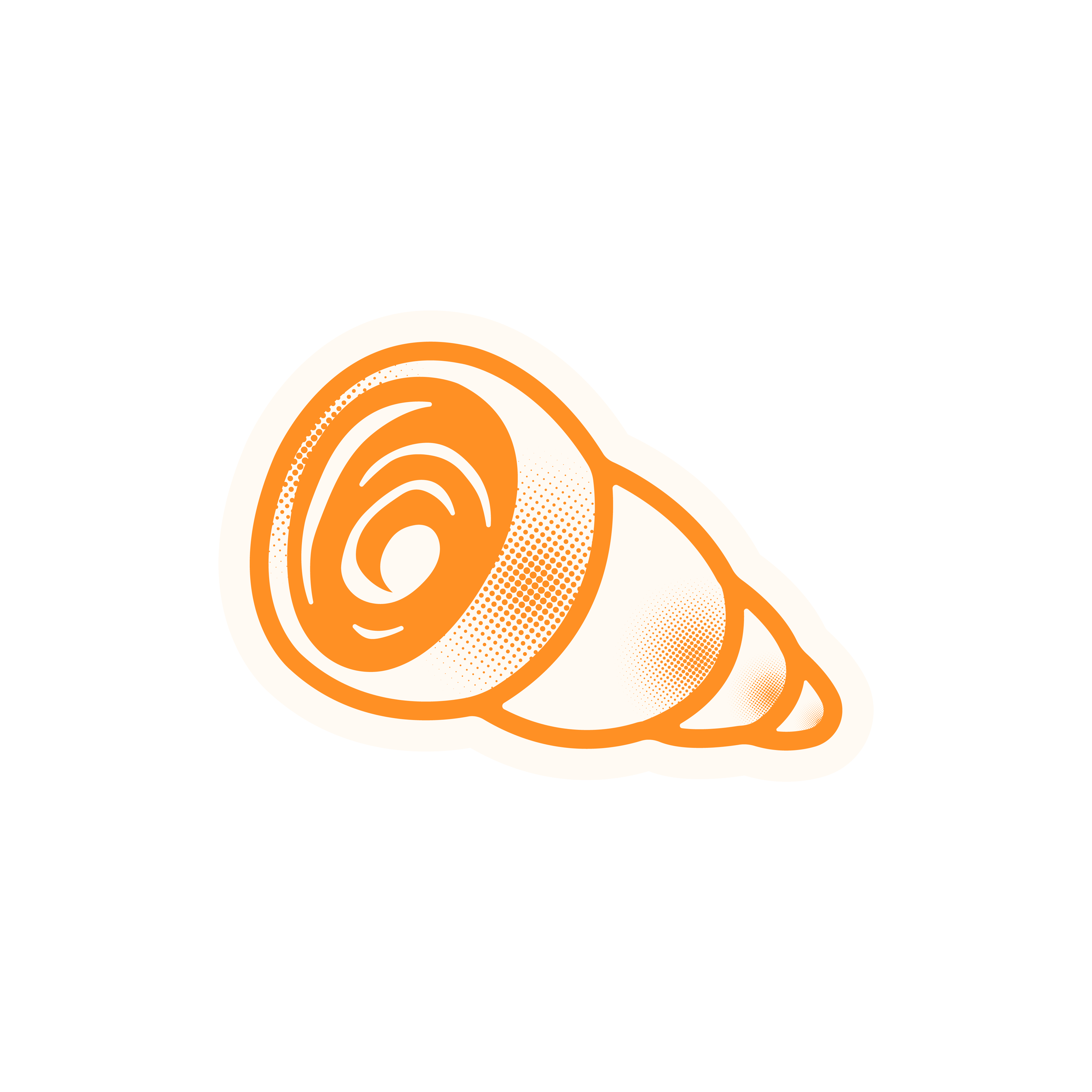Stylized orange and white fingerprint icon on a black background.