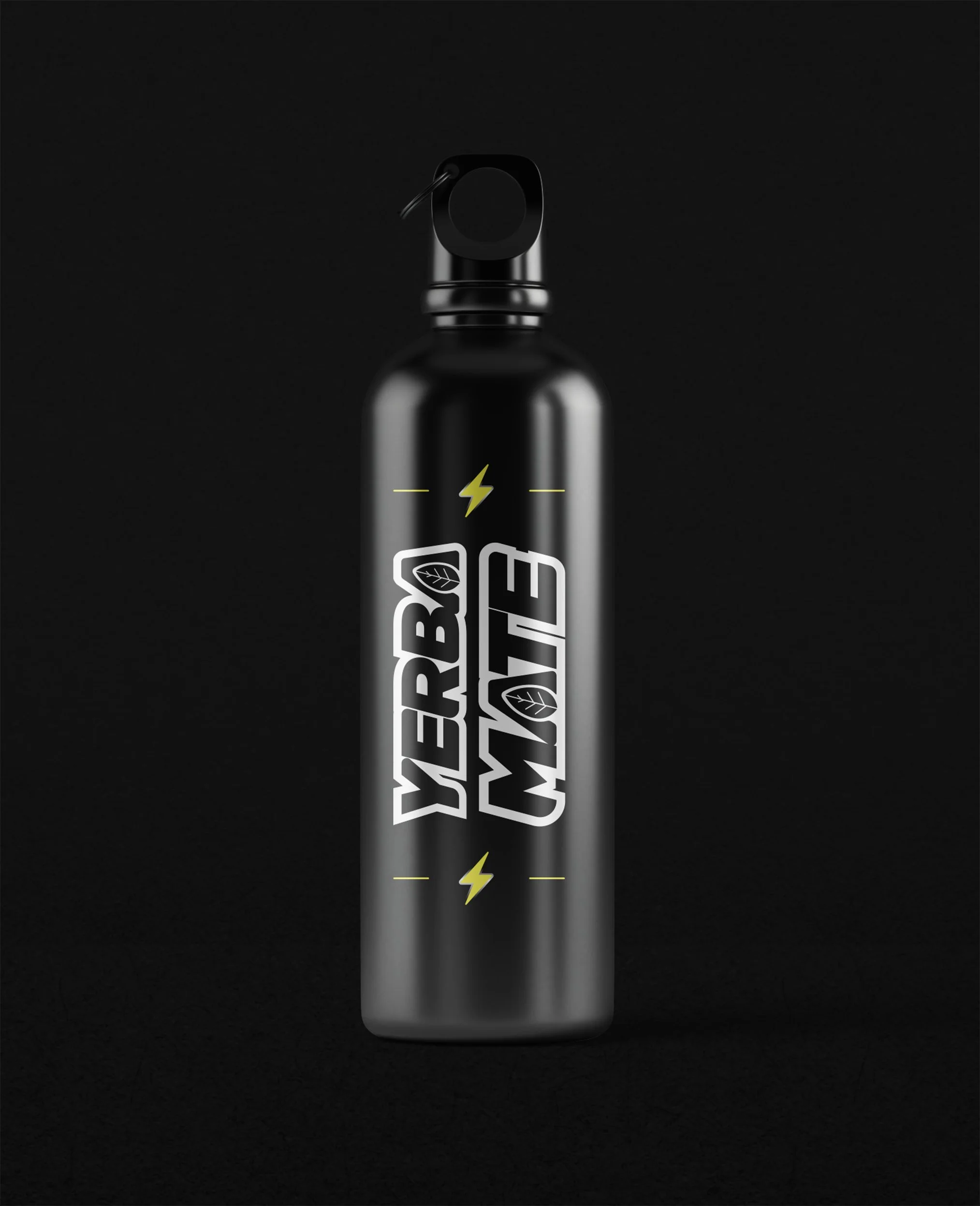 A silver spray bottle with a black trigger spray nozzle, standing upright against a black background. The bottle features stylized white text with a lightning bolt and leaf symbols, suggesting it may be an eco-friendly or energy-themed product.