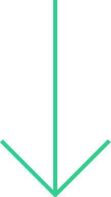 A black vertical arrow pointing downward with teal accents at the ends of lines forming the arrow.