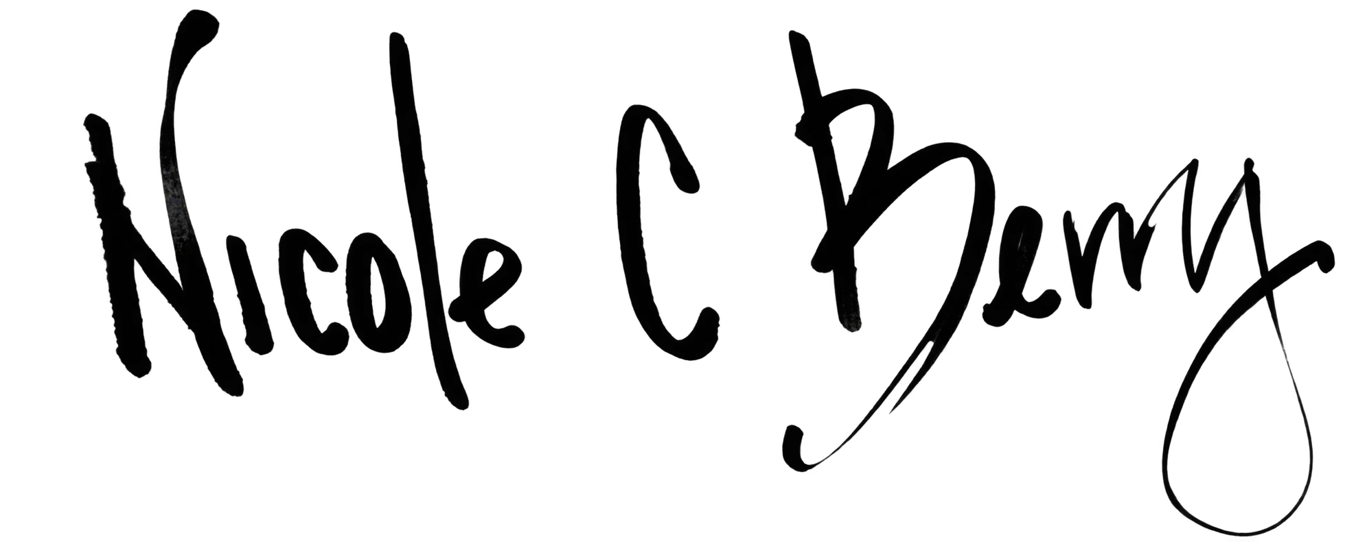 Stylized black script of the phrase "Nicole Loren" on a transparent background.
