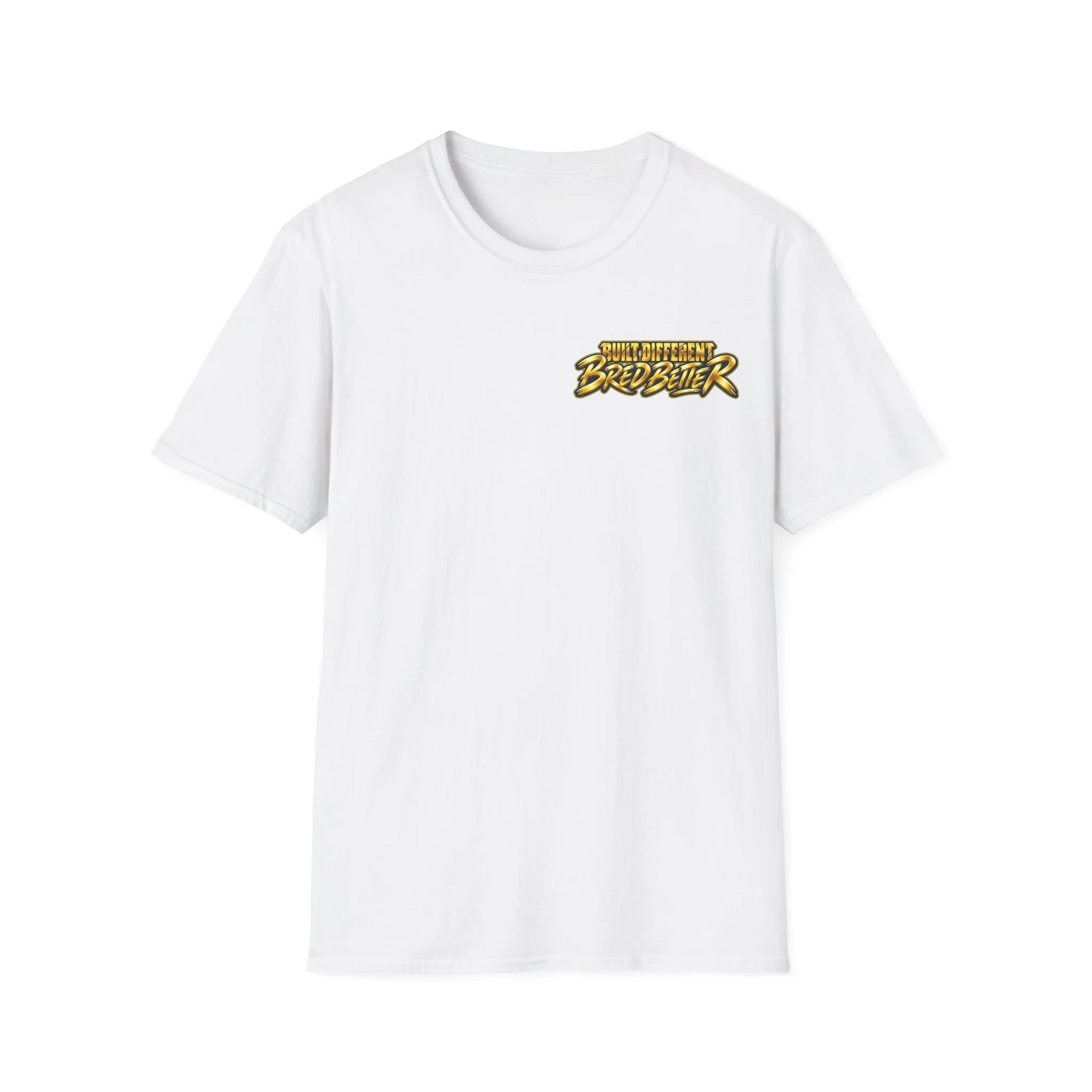 White Low to the Ground Above the Rest T-shirt with small gold front mark