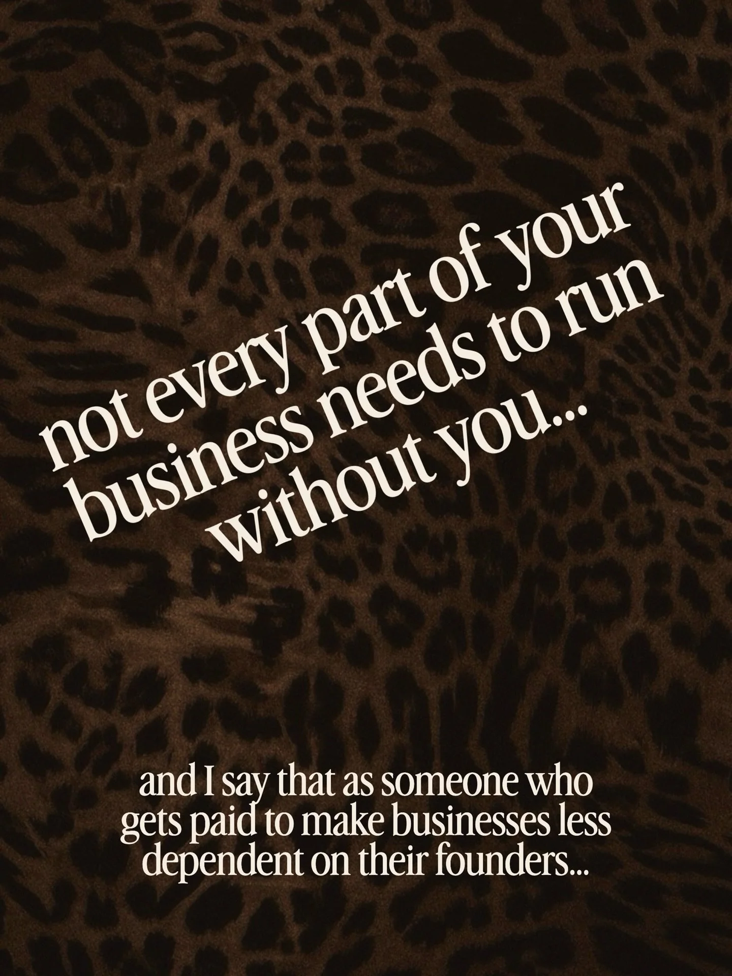 I quite literally get paid to make businesses less dependent on their founders&hellip; 

and yet I still I have a bone to pick with the whole &ldquo;build a business that runs without you&rdquo; conversation. 🙃

because somewhere along the way, that