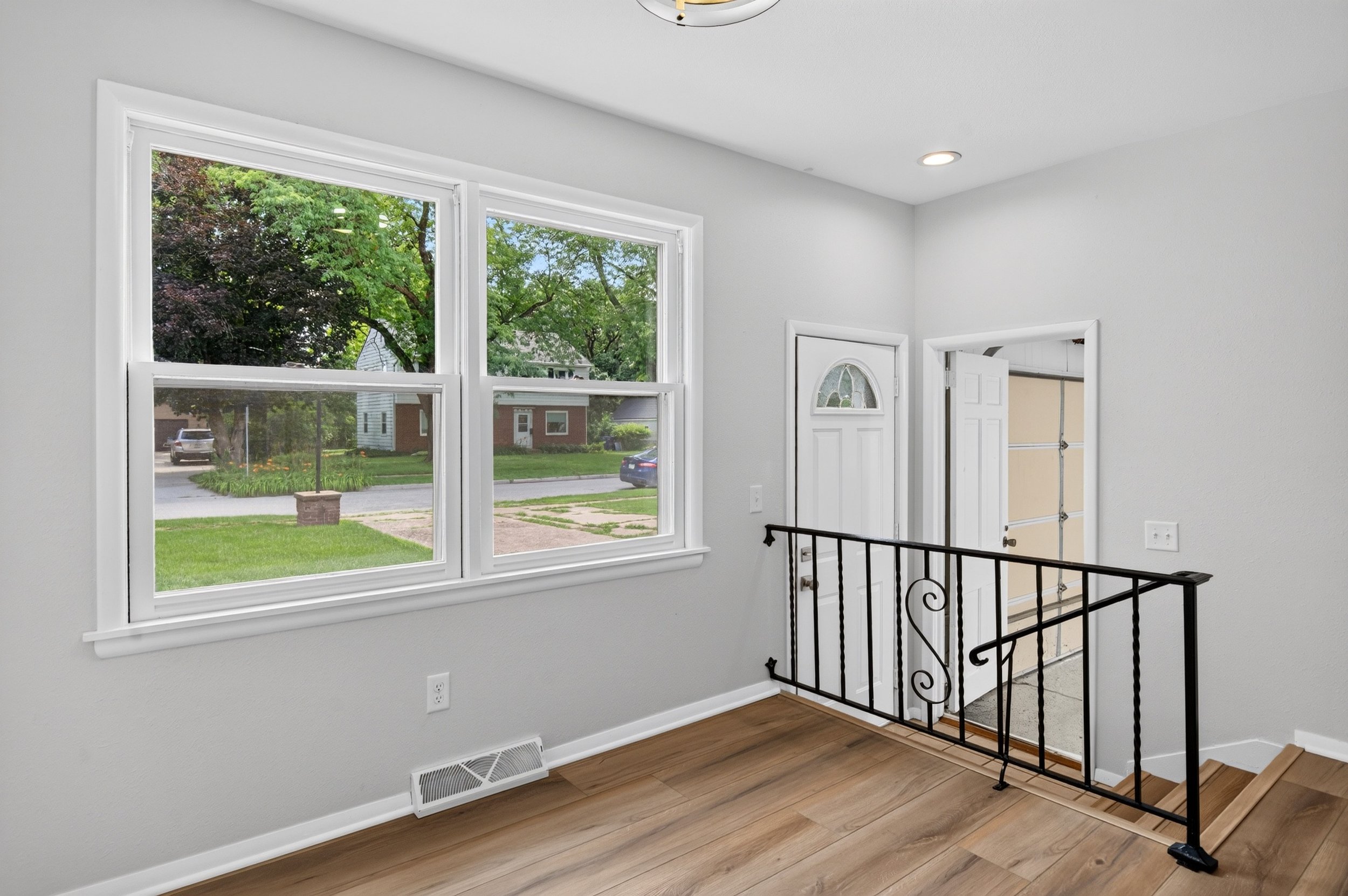 Family room professionally photographed for a real estate listing in Des Moines, Iowa.