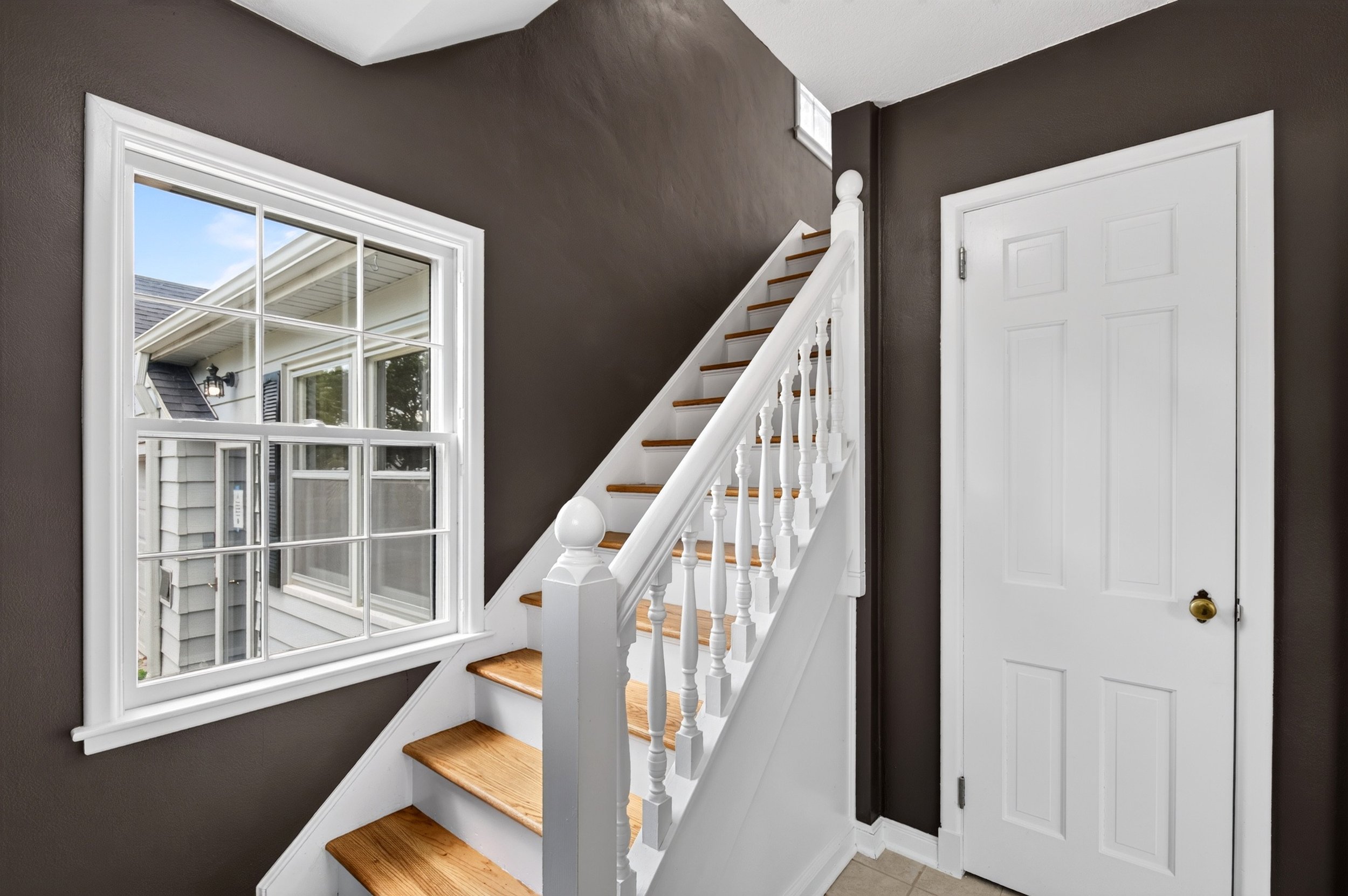 Entrance professionally photographed for a real estate listing in Des Moines, Iowa.