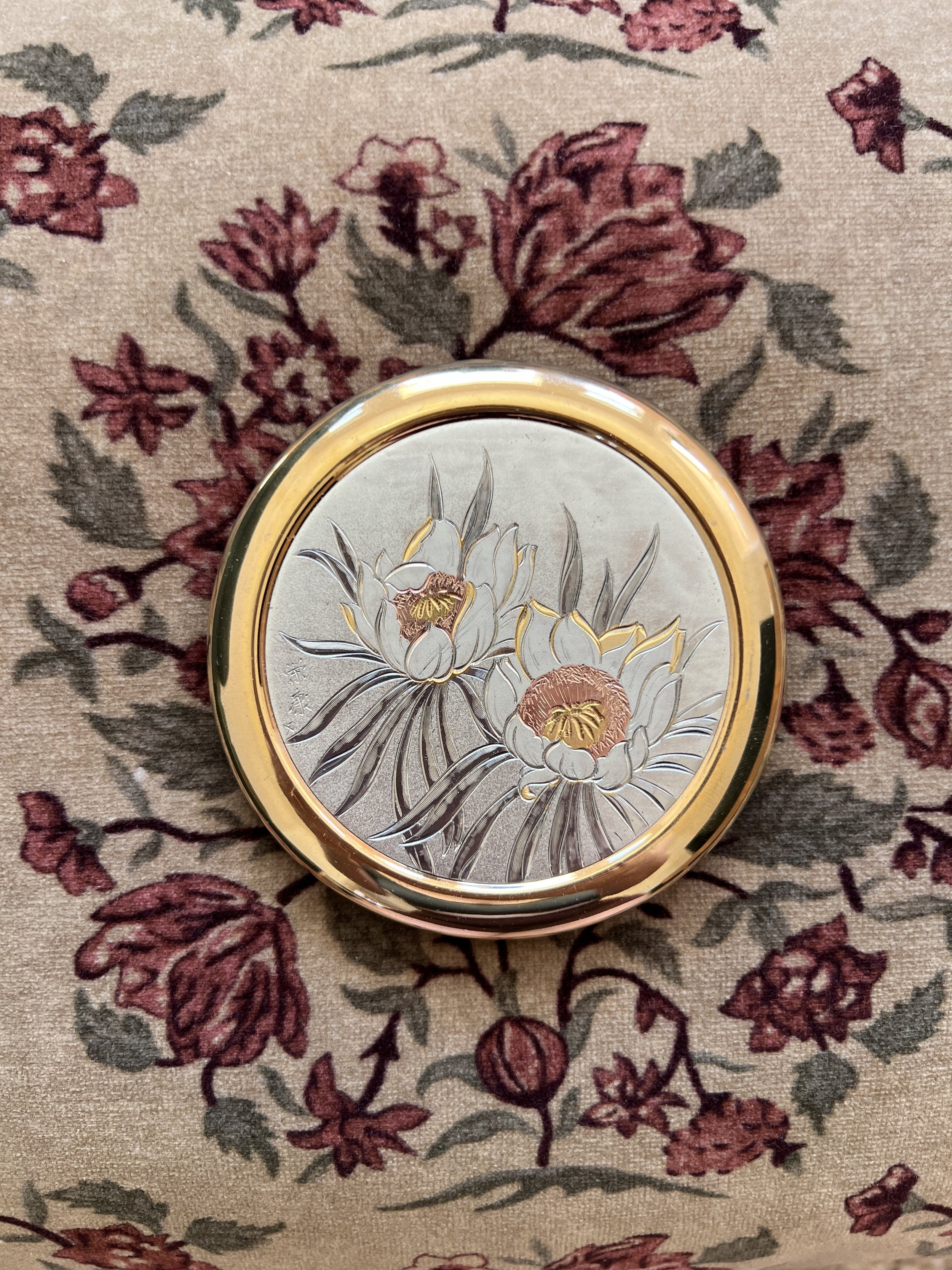 Porcelain 24K gold-edged lotus trinket box