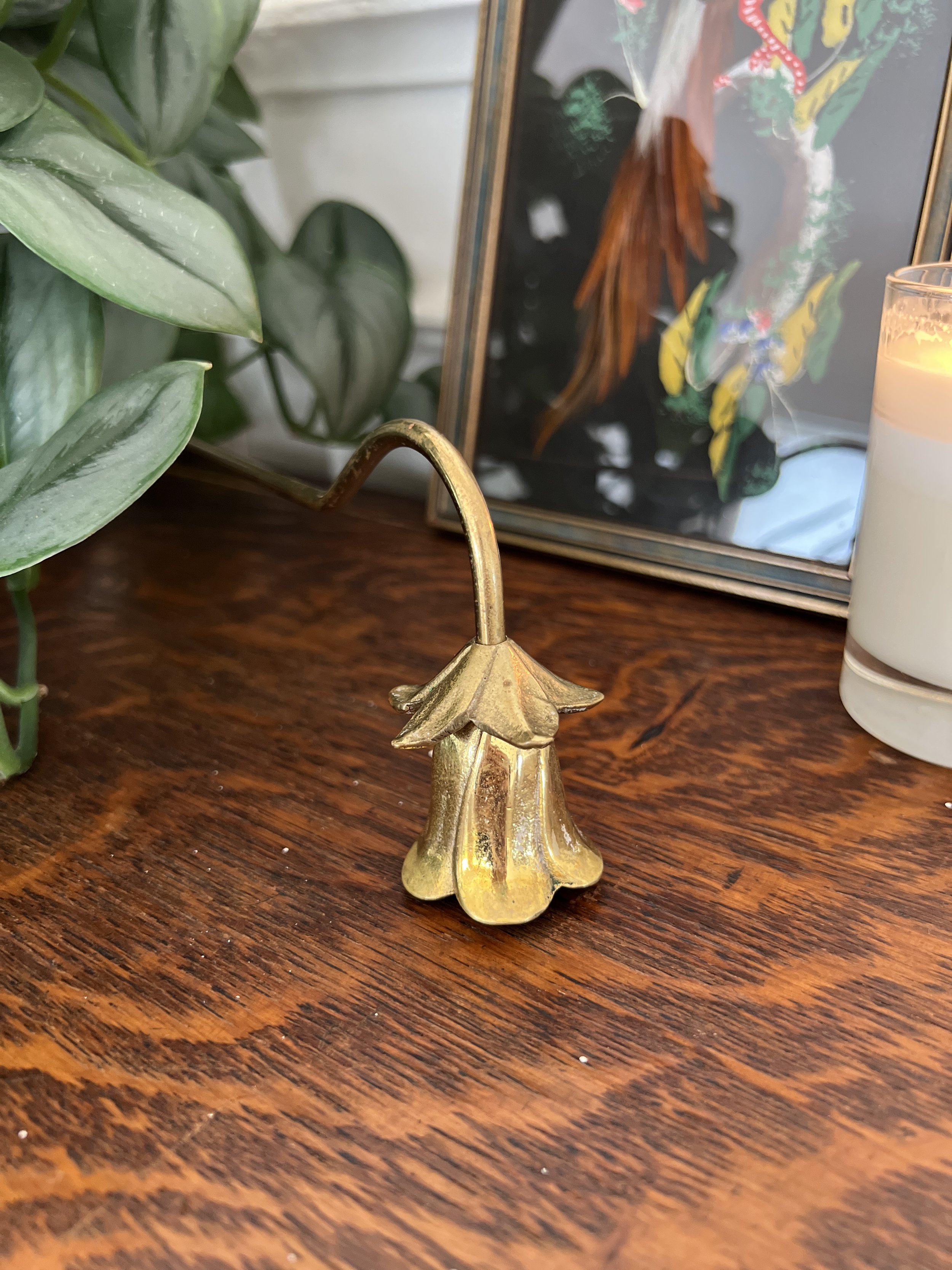 Craning brass flower candle snuffer
