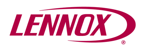 Logotipo con la palabra 'LENNOX' en letras grandes, en color burdeos, con un círculo que lo rodea parcialmente.