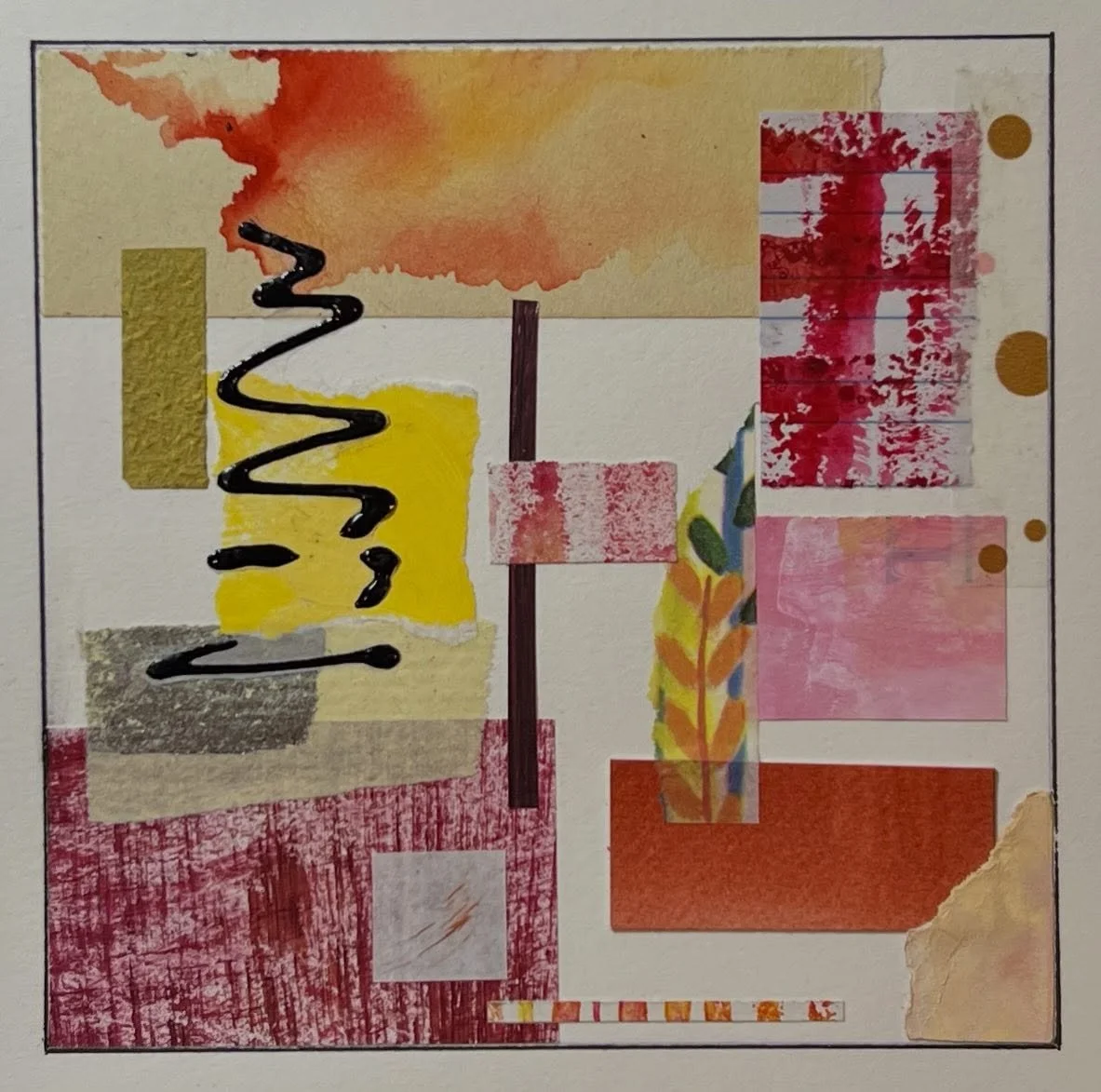 Recent studio work exploring structure, interruption, and white as an active field.
Mixed media collage, 2026.