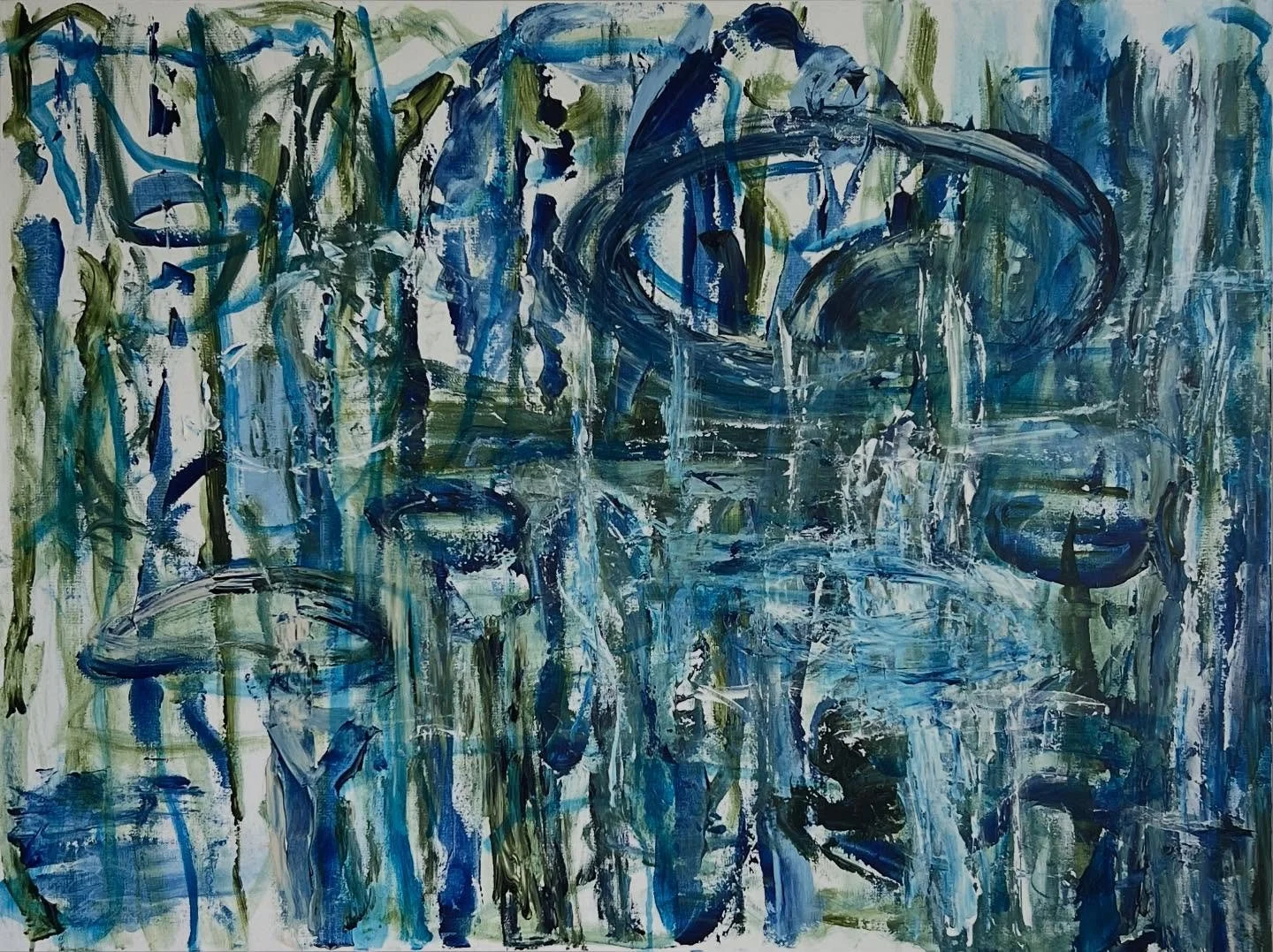 Spring Erupts I
30 &times; 40 in | Acrylic on canvas
The first of three large canvases painted in spring 2018. Its companion found a home with a collector; the third remains open, a direction I may return to.

#abstractexpressionism
#gesturalabstract
