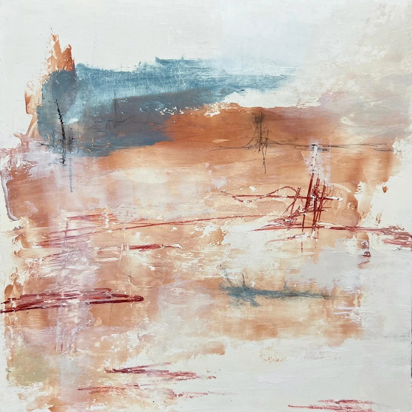 10 x 10 in &middot; oil and cold wax on panel
Prep for Echoes in Absence series &middot; Sara Post workshop

#contemporarypainting #coldwaxpainting #abstractpainting #minimalistart