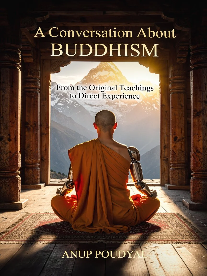 A Cover of Conversation About Buddhism: From Original Teachings to Direct Experience by Anup Poudyal.