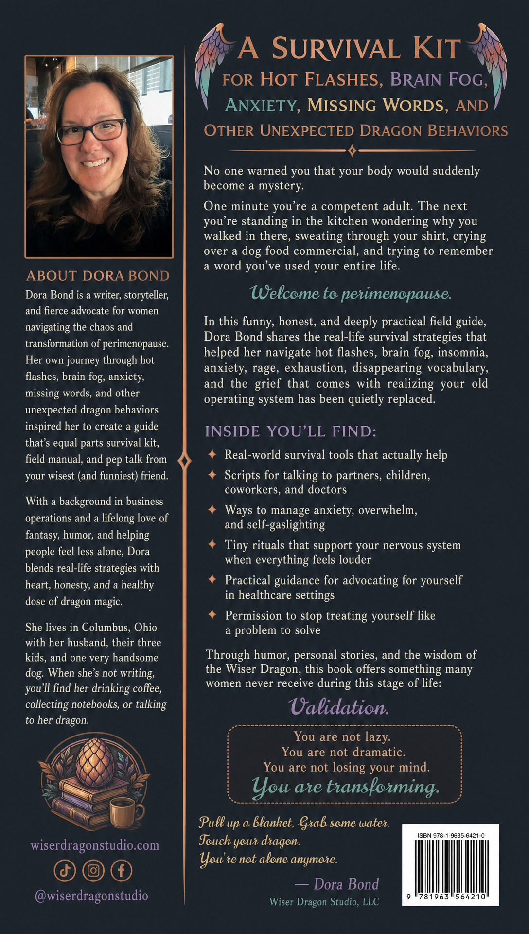GPT Image 2 - Create the back page of my book_ 8_5 x 11 portrait_ The back page should include Dora_2.png