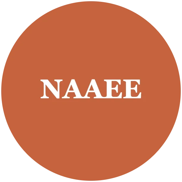 Red circular badge with white text that reads 'NAAEE'.