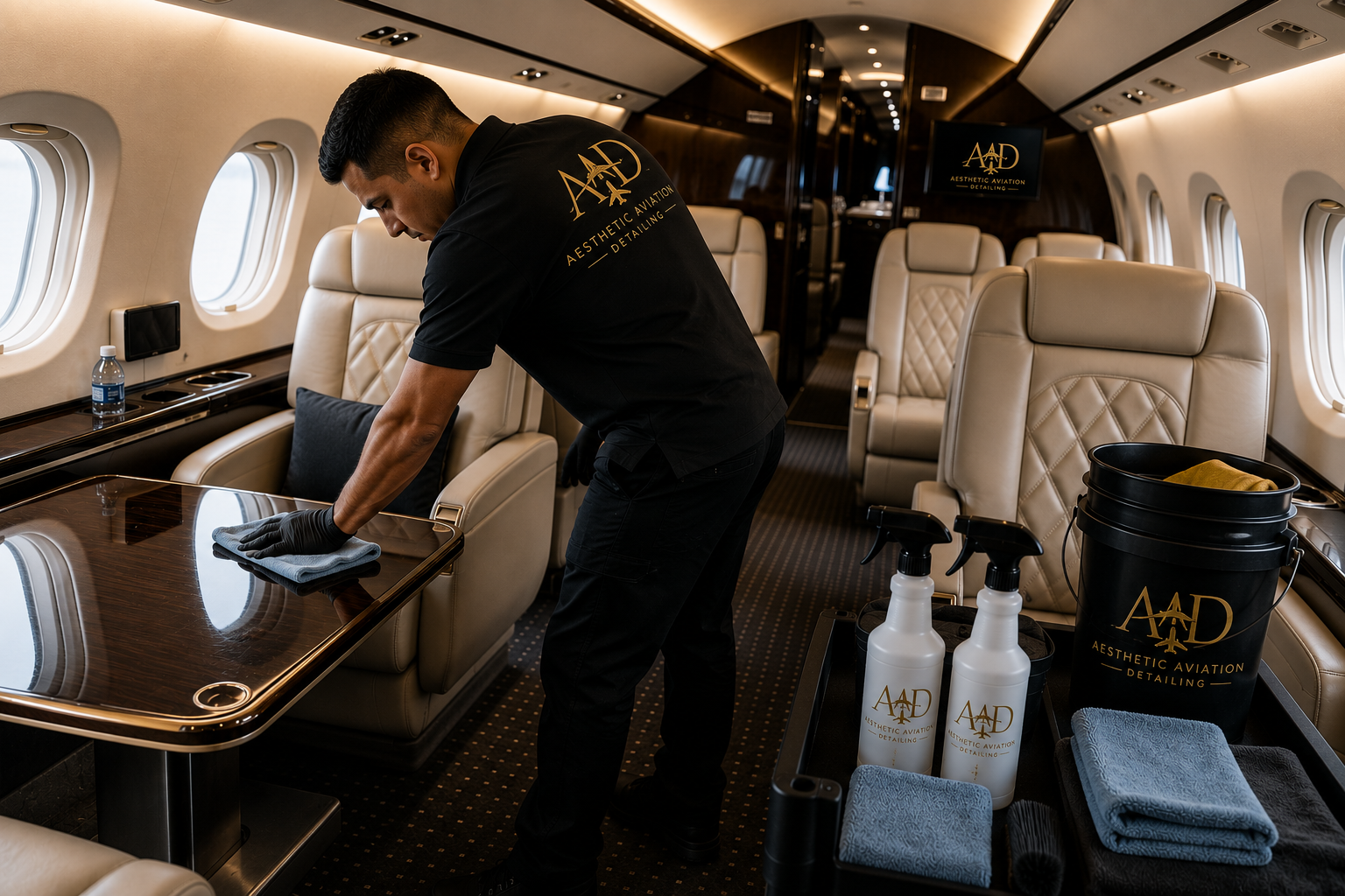 Interior aviation detail service in Chicago by Aesthetic Aviation Detailing