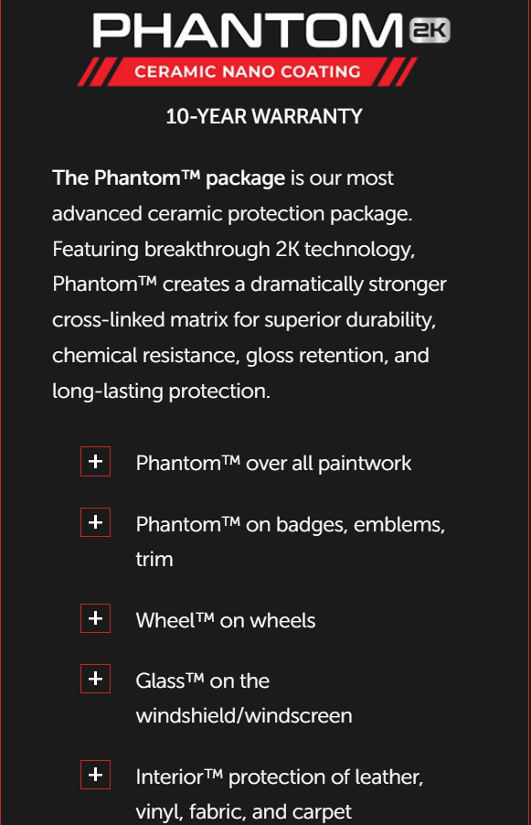 Phantom 2K Ceramic Nano Coating, highlighting advanced ceramic protection with 2K technology. The label details the coating's durability, chemical resistance, gloss retention, and protective benefits . Aesthetic Aviation Detailing Chiacago