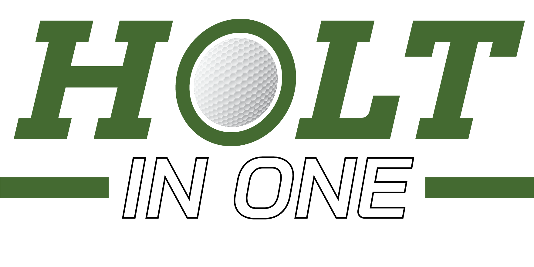 Golf ball with the text "Golf in One" and the word "In" crossed out.