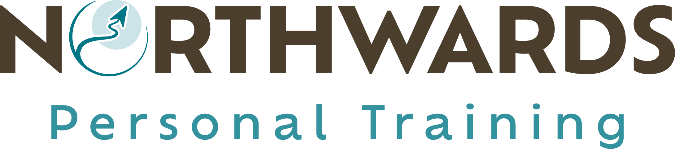 Logo for Northwards Personal Training featuring a blue arrow and moon design.