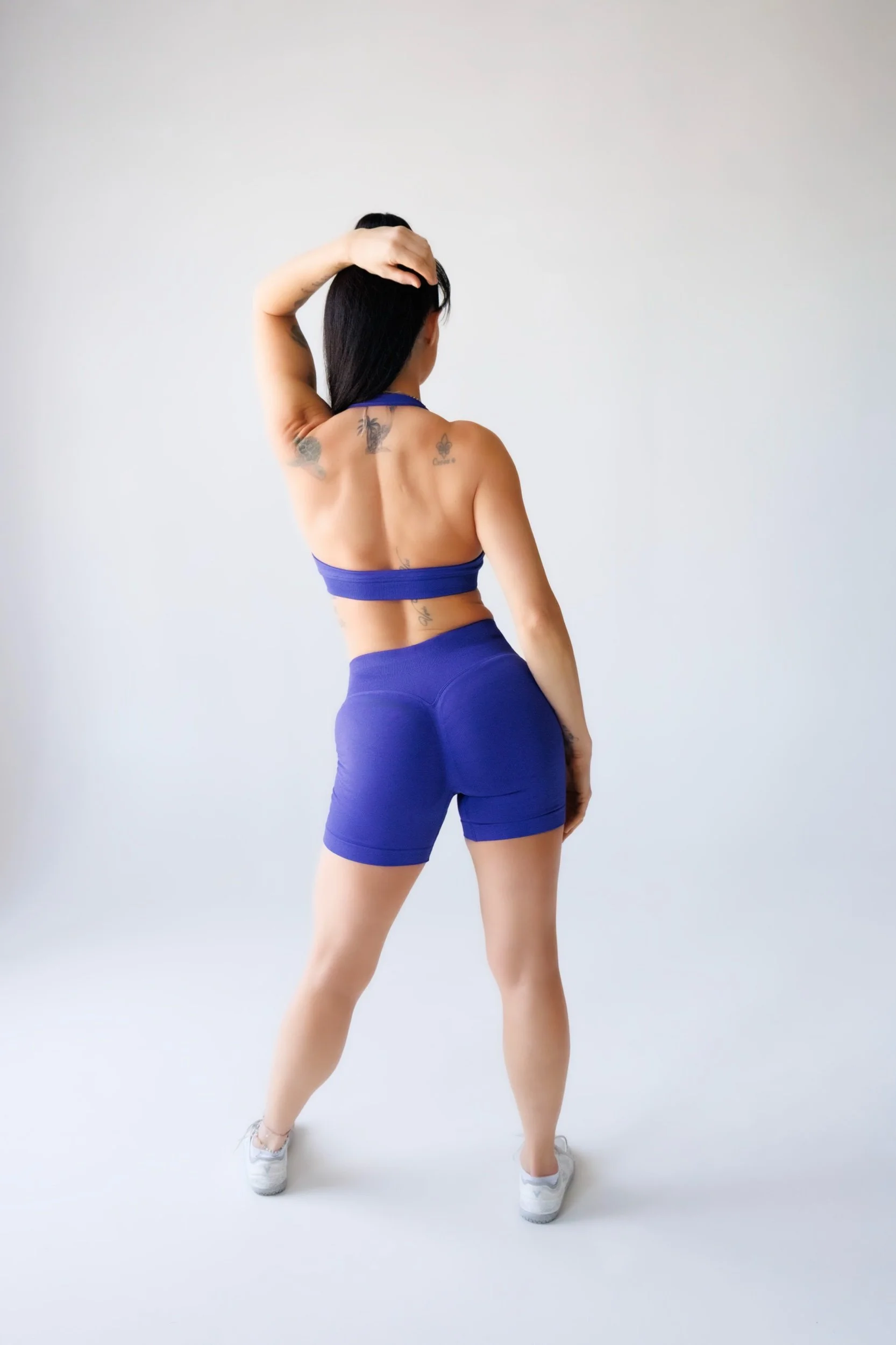 blue shorts