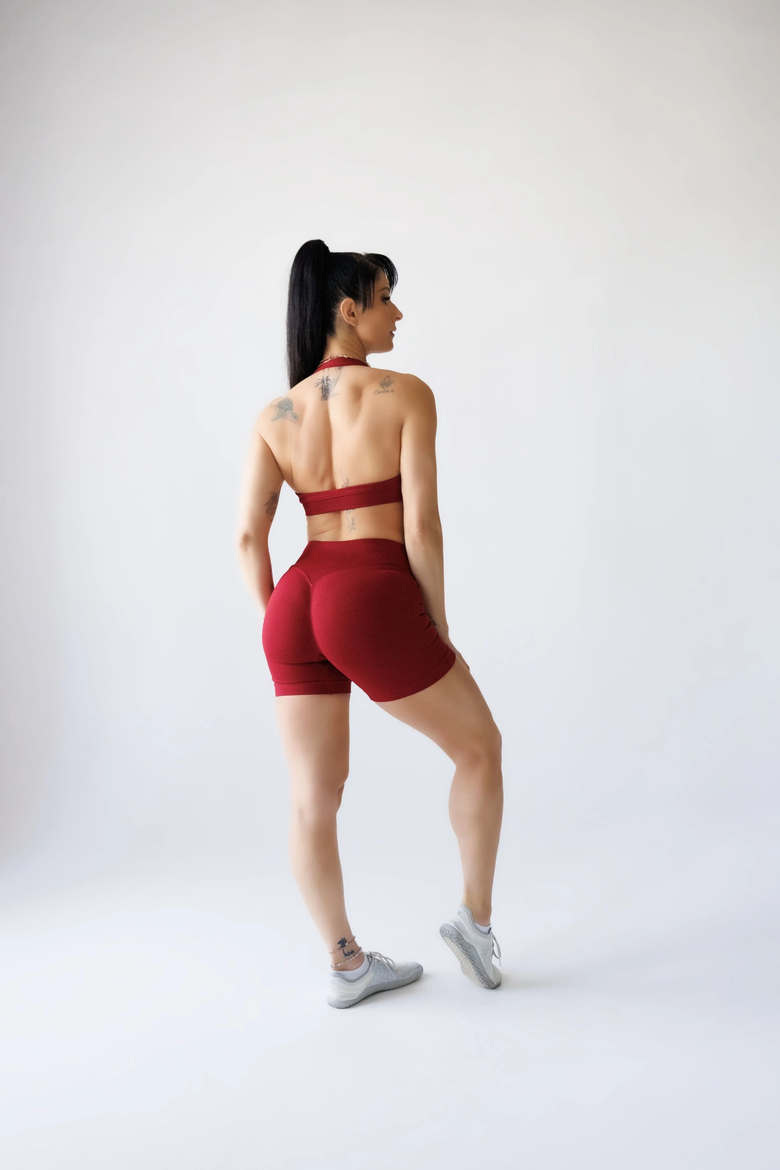 red halter sports bra