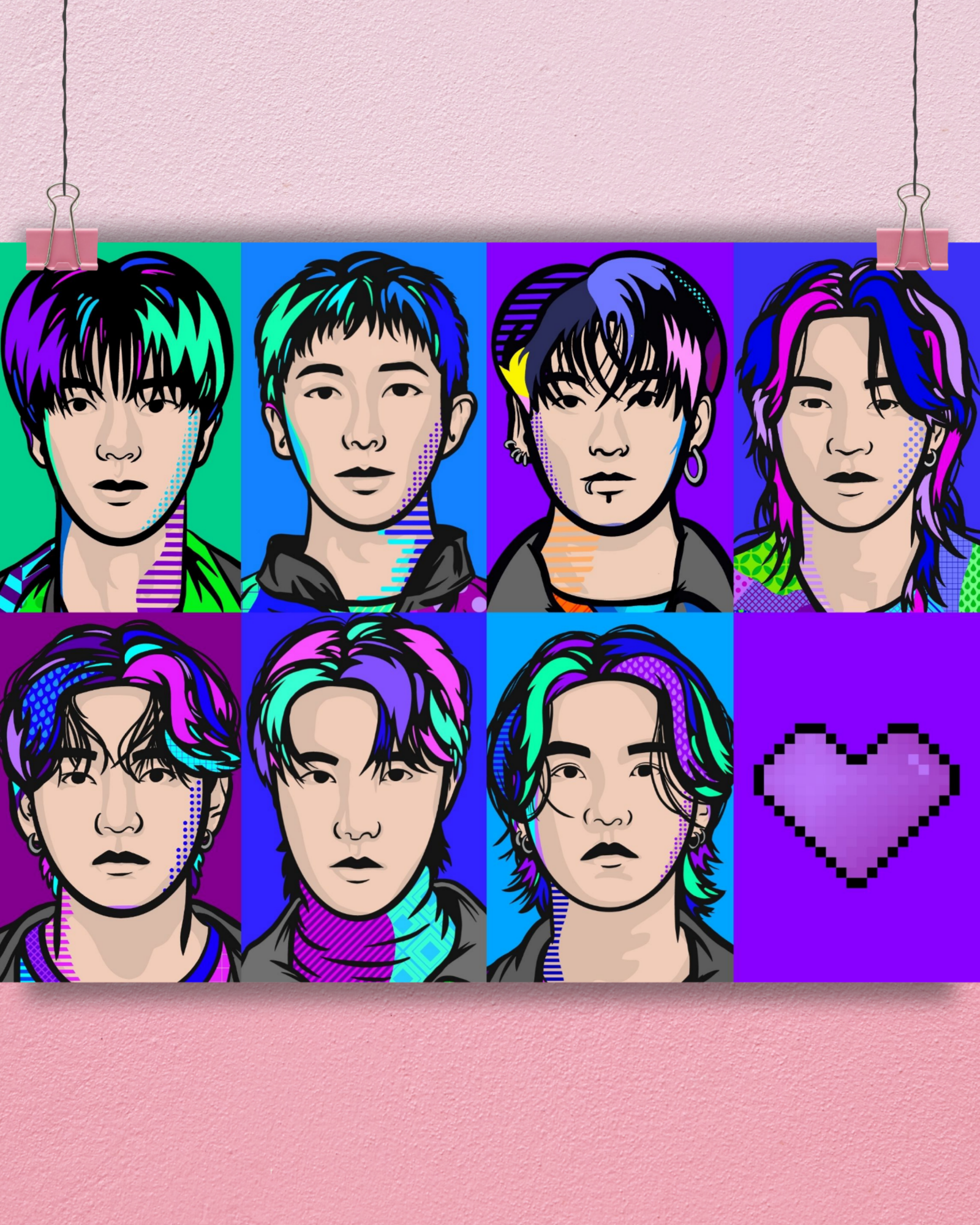 BTS OT7 Pop Art Poster (Limited Edition)