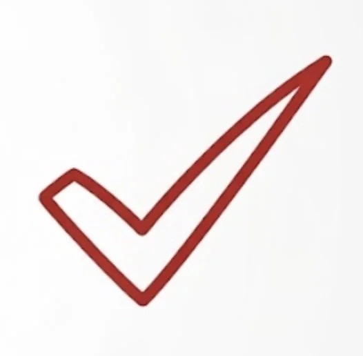 Red checkmark symbol on a white background
